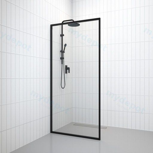 900-1200mm Shower Screen Walk In Fixed Panel Framed Clear Tempered Glass No Support Bar