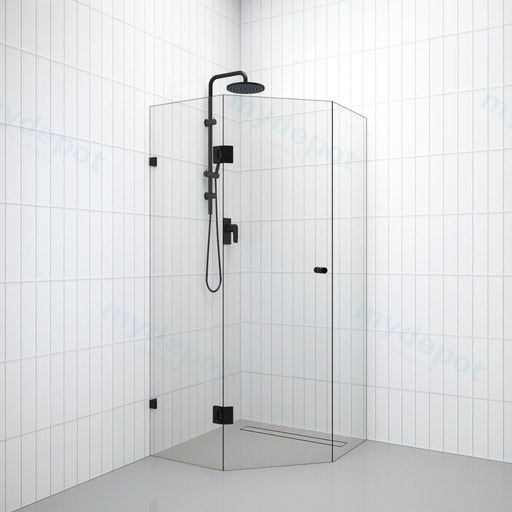 800-1210mm Shower Screen Diamond Shape Pivot Door Frameless 10mm Tempered Glass