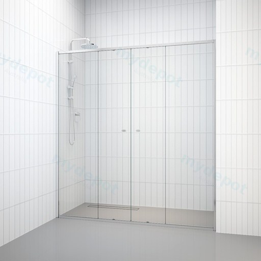 1180-1800mm Shower Screen Wall to Wall Double By-Pass Sliding Door Frameless 10mm Tempered Glass
