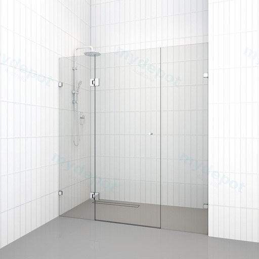 1450-1920mm Shower Screen Wall to Wall 3 Panels Pivot Door Semi-Frameless 6mm Tempered Glass
