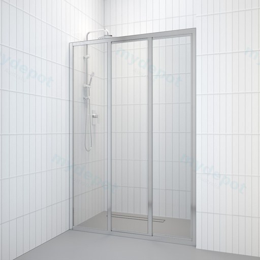 830-1030mm Shower Screen Wall to Wall Triple Sliding Door Semi-Frameless 6mm Tempered Glass 3 Panels