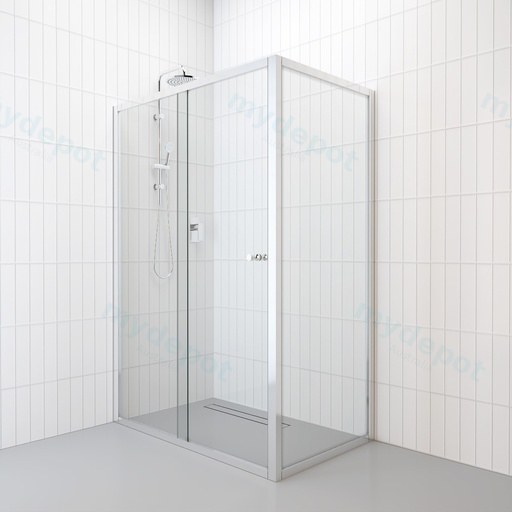 800-1000mm Shower Screen Curved Corner Sliding Door Semi-Frameless 6mm Tempered Glass