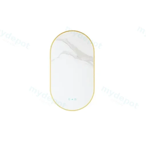 Maia Series 500x900x45mm Brushed Gold Oval LED Mirror