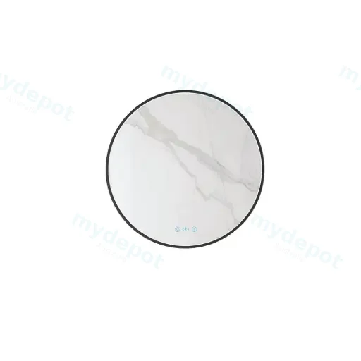 Maia Series 600x600x45mm Matt Black Round LED Mmirror