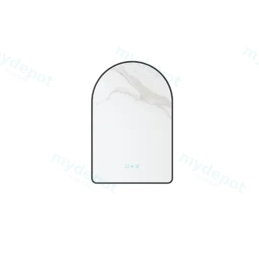 Maia Series 600x900x45mm Matt Black Arch LED Mirror