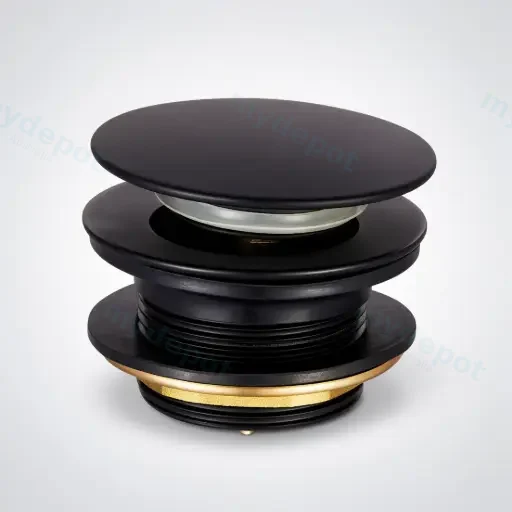 Matte Black Mushroom Solid Brass 40mm Bathtub Pop Up Waste Plug Non Overflow
