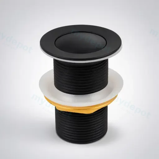Nana Black Pop Up Waste Non Overflow Solid Brass Plug Waste