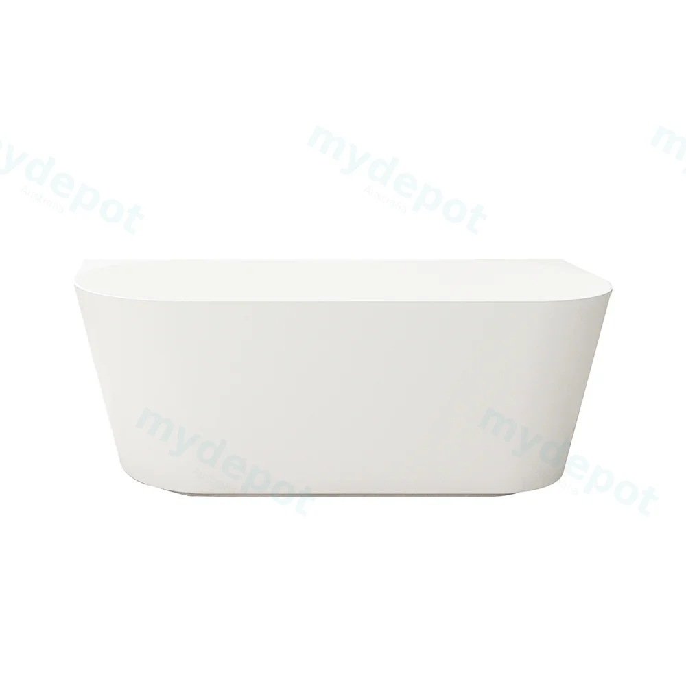 Musen Matt White Back-To-Wall Round Bathtub (1500*750*580mm) Thin Edge Wthout Overflow
