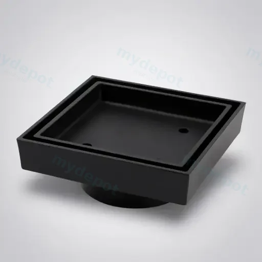Nana 115x115mm Brass Black Smart Tile Insert Floor Waste Shower Grate Drain