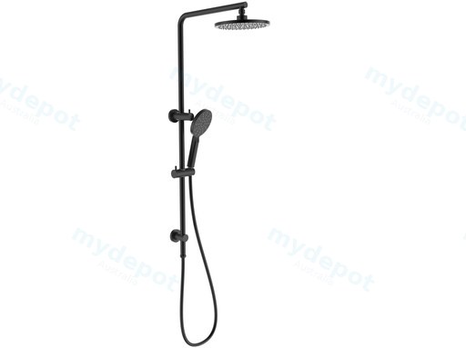 New Cora II Round Brass Multifunction Shower Set Matt Black,200mm Plastic Shower Head