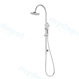 New Cora Round Gooseneck Brass Multi-function Shower Set Chrome,200mm Plastic Shower Head