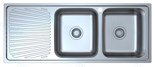 Otus Double Bowl & Single Drainer Sink Abovemount One Tap Hole Right Hand Bowl 1180 x 480 x178mm(304 Stainless Steel)
