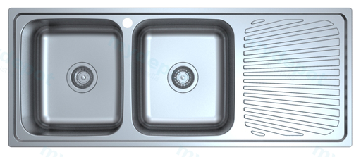 Otus Double Bowl & Single Drainer Sink Abovemount One Tap Hole Left Hand Bowl 1180 x 480 x178mm(304 Stainless Steel)