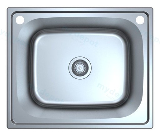 Otus Single Bowl Laundry Sink 45L Abovemount Two Tap Hole 600 x 500 x 250mm(304 Stainless Steel)