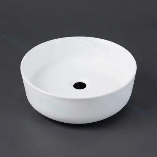Otus Above Counter Round Basin No tap hole 335 x 335 x 120 mm Gloss White