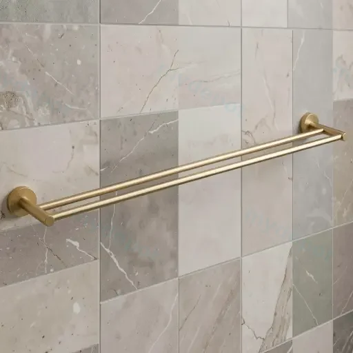 Otus Round Double Towel Rail 600mm(Brushed Gold)