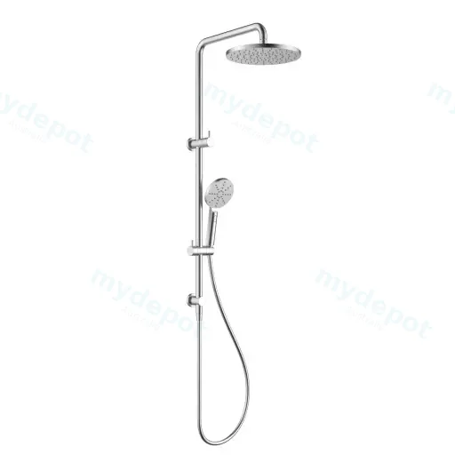 Otus Round Multi-Function Shower Set Brushed Stainless Steel,304SS Stainless Steel Rail, 250mm ABS Shower Head,1.5m PVC Hose