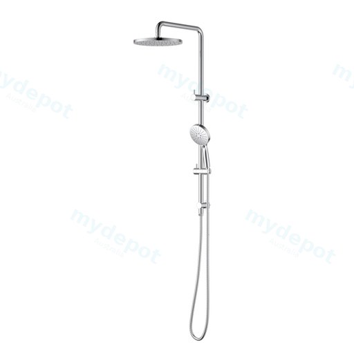 Otus Round Multi-Function Shower Set Chrome,304SS Stainless Steel Rail, 250mm ABS Shower Head,1.5m PVC Hose