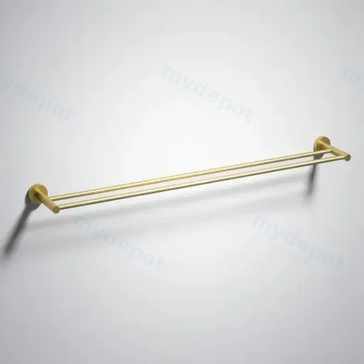 Otus Slimline Double Towel Rail 900mm Brushed Gold