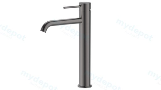 Otus Slimline SS Highrise Basin Mixer Curved Spout in Gun Metal