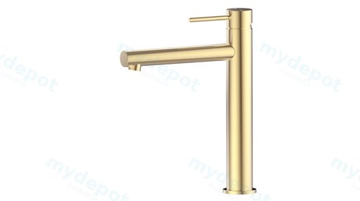 Otus Slimline SS Highrise Basin Mixer in Brushed Gold