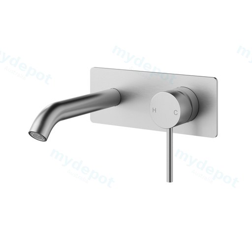 Otus Slimline Wall Basin Mixer Trim Kit 220mm Spout Brushed Stainless Steel