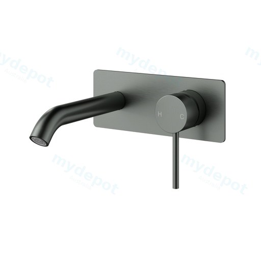 Otus Slimline Wall Basin Mixer Trim Kit 220mm Spout Gun Metal