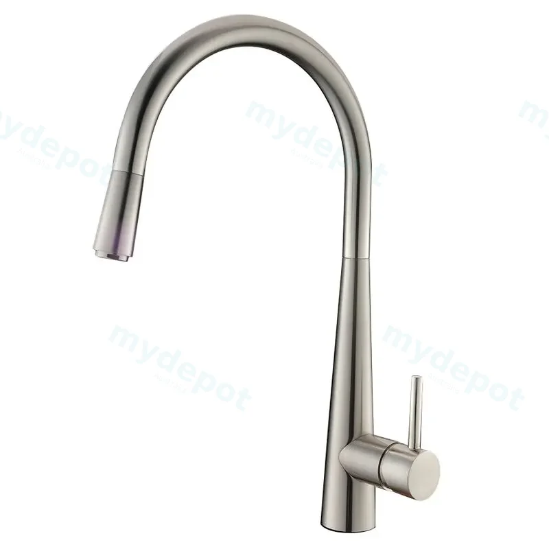 Pentro Brushed Nickel Round Pull Out Kitchen Mixer