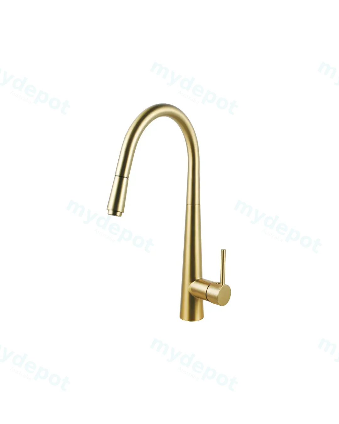 Pentro Brushed Yellow Gold Round Pull Out Kitchen Mixer