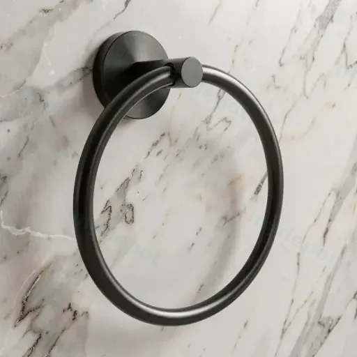 Pentro Gun Metal Grey Round Wall Mounted Round Hand Towel Ring