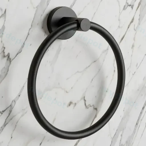 Pentro Matte Black Round Wall Mounted Round Hand Towel Ring