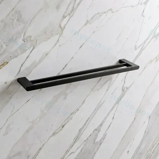 Persano Matte Black Zinc Alloy 800mm Double Towel Rail