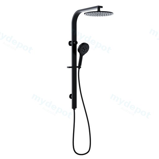 Regal Round MultiFunction Shower Set Matt Black,250mm Plastic Shower Head