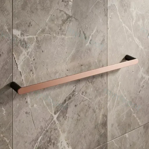 Round Black & Rose Gold 304 Stainless Steel Single Towel Rail 600mm