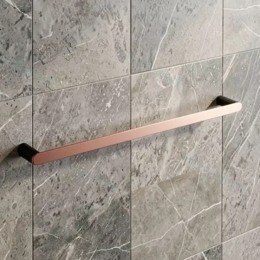 Round Black & Rose Gold 304 Stainless Steel Single Towel Rail 800mm