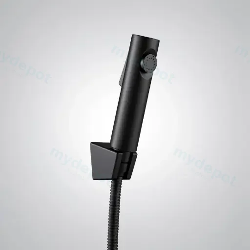 Round Black ABS Toilet Bidet Spray Kit With Stainless Steel Hose