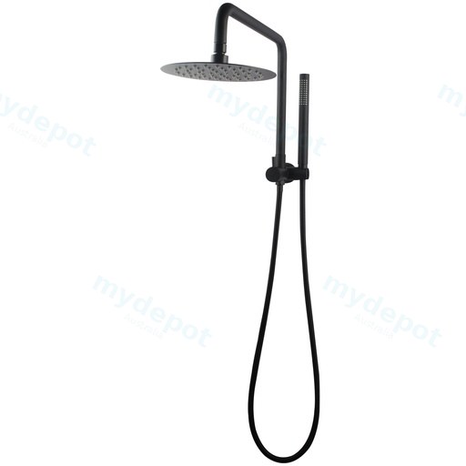 Round Black Shower Station without Shower Head and Handheld Shower