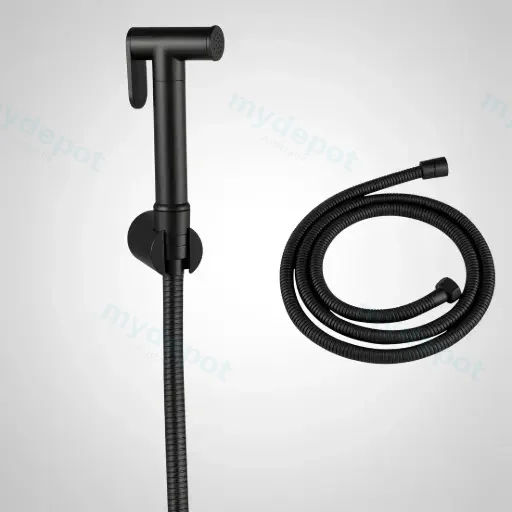 Round Brass Black Toilet Bidet Spray Kit With 1.2m Stainless Steel Hose