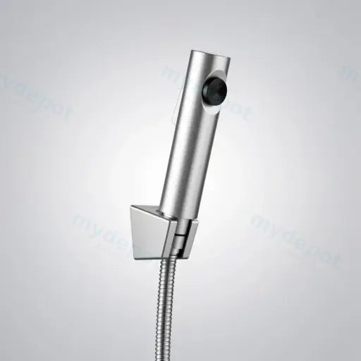 Round Brushed Nickel ABS Toilet Bidet Spray Kit With Stainless Steel Hose