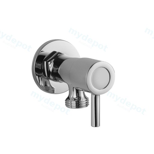 Round Chrome Brass 1/4 Turn Washing Machine Stop Tap Wall Mounted