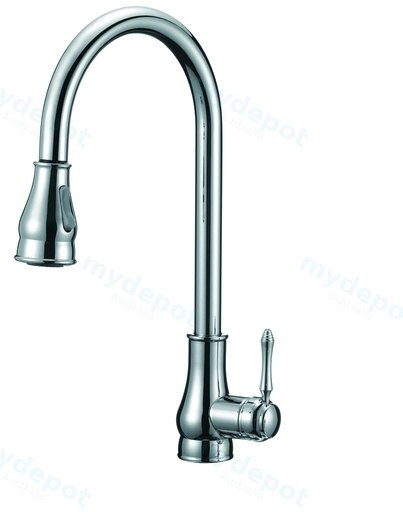 Round Chrome Vintage Pull Out Kitchen Sink Mixer Tap