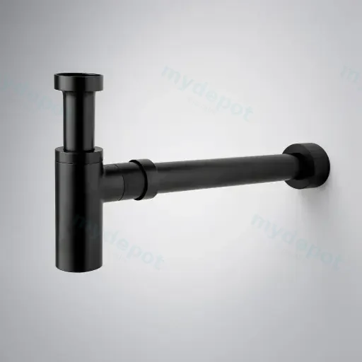 Rund Brass Bottle Trap Matte Black