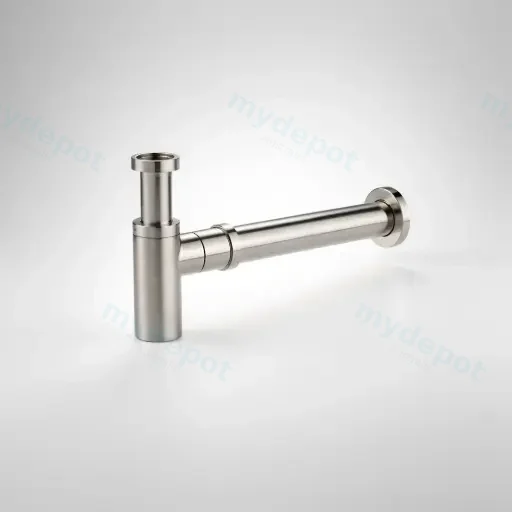 Rund Brass Bottle Trap Brushed Nickel