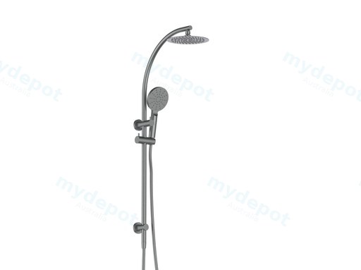 Rund Brushed Gun Metal Sliding Rail With 3 Spray Function Hand Shower