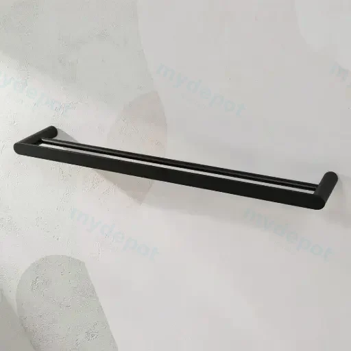 Rushy Black Double Towel Rail 600mm