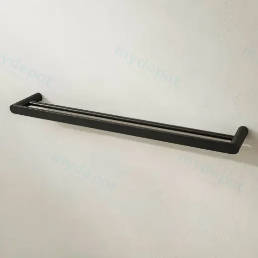 Rushy Black Double Towel Rail 800mm