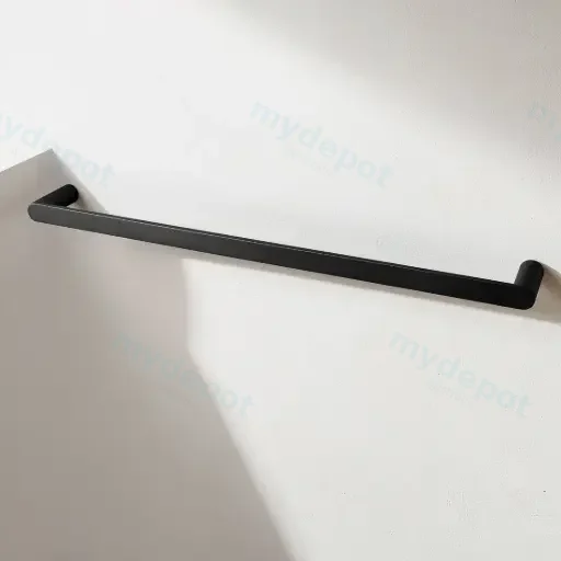 Rushy Black Single Towel Rail 600mm