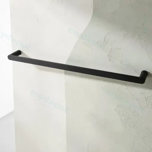 Rushy Black Single Towel Rail 800mm