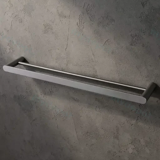 Rushy Gun Metal Grey Double Towel Rail 600mm