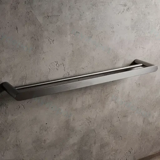 Rushy Gun Metal Grey Double Towel Rail 800mm